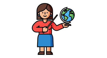 A Teacher Holding a Globe Showing Concepts of Geography and Education