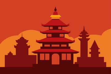 vector illustration of a pagoda