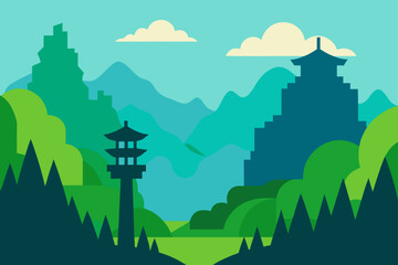 landscape with trees