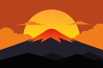 sunset over mountains