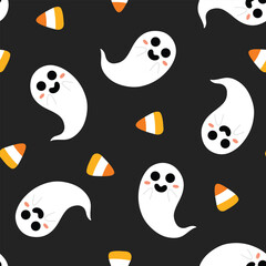 halloween seamless pattern with ghosts