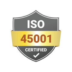 ISO 45001 Certification stamp– Vector Seal and badge for Quality Management Standards