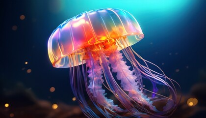 Fototapeta premium charming translucent jellyfish character with vibrant details
