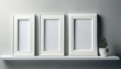 Obraz premium minimalist white picture frames on a neutral wall background