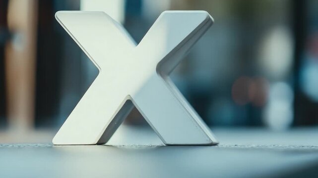 A close-up shot of a white letter X on a table, perfect for various designs and layouts