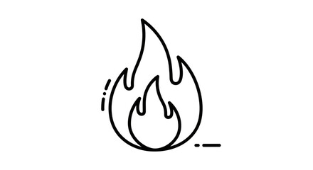 Abstract Fire Glyph Depicted Against a stark Black Backdrop Illustrating Energy and Heat
