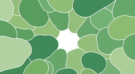 Abstract Foliage Composition Illustrating Green Tones and Unique Organic Shapes