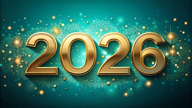 happy new year celebration greeting card with festive winter decoration 2026