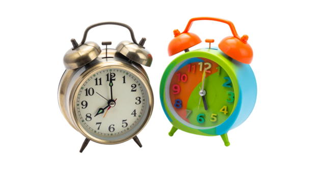  Classic Round Alarm Clock Bundle isolated on transparent background