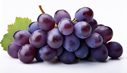 Fototapeta premium Cluster Of Dark Purple Grapes Isolated On White Background