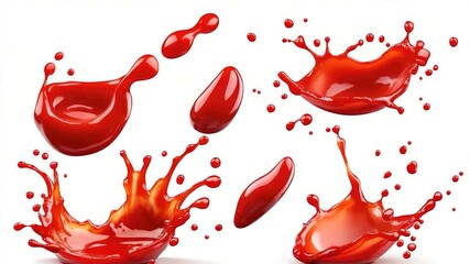 Close-up shot of vibrant red liquid splashing on a white surface, perfect for creative concepts and designs - Powered by Adobe