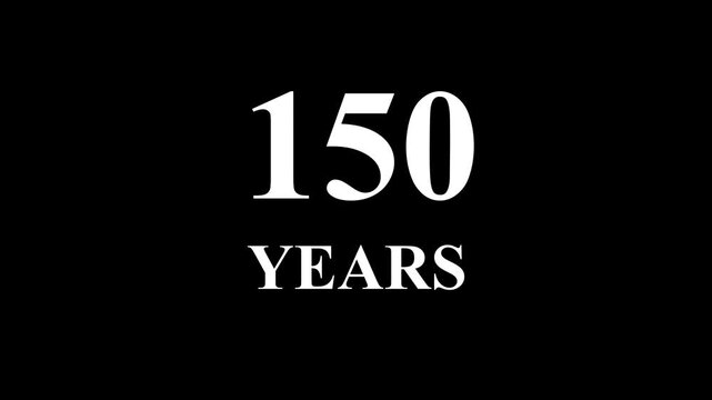 Glowing 150 Years Celebration Text Icon Animation for Anniversary Design, Futuristic Neon Typography, Shiny Countdown, and Motion Graphics