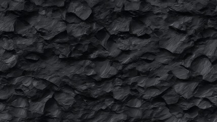 Close-up of dark slate stone texture showcasing natural roughness and subtle shading. Deep gray tones create rugged appearance. Unlit, enhancing surface detail. Neural network AI generated