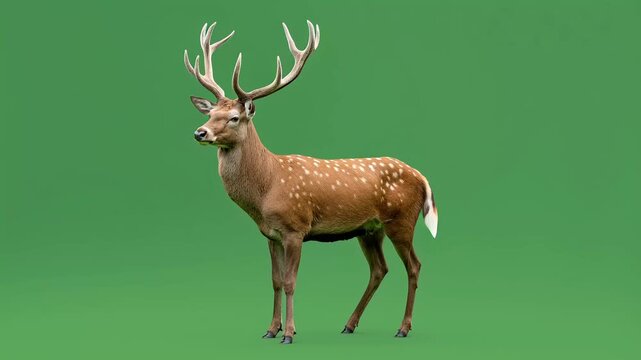 Deer standing on green screen background