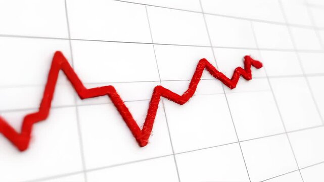Red Line Graph Shows Financial Decline on White Background