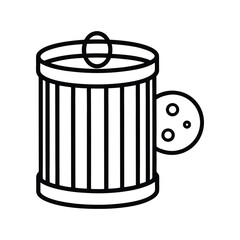 A cylindrical container with a circular handle featuring parallel lines on the body. Editable stroke line  icon