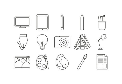 Graphic Design Outline Icon Set