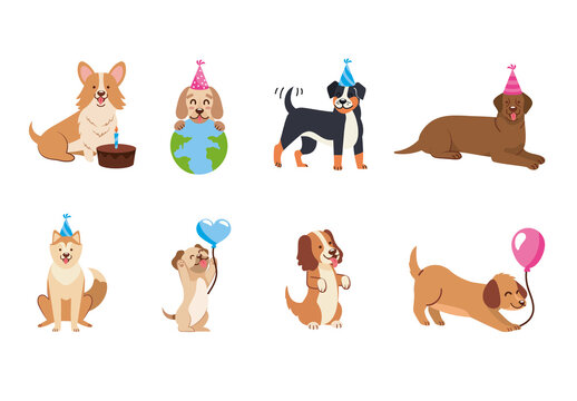 Dog Birthday Illustration Set