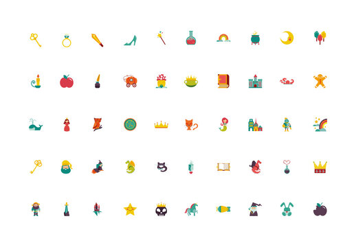 Colorful Fantasy Fairytale Magic Illustration Set