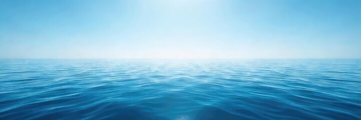 Obraz premium Vast, unending expanse of calm ocean water stretching to the horizon under a clear sky Perfect for travel, nature, and serenity themes , bright, panorama