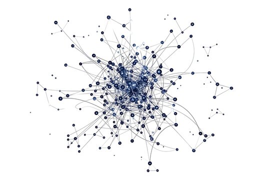 Abstract network visualization of interconnected nodes and lines on white background - Powered by Adobe