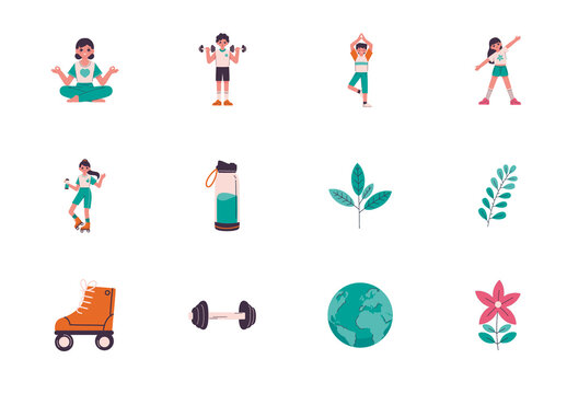 Fitness Wellness Illustration Set