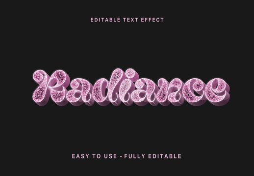 Pink Sparkly Glitter Text Effect Glossy Radiance Font