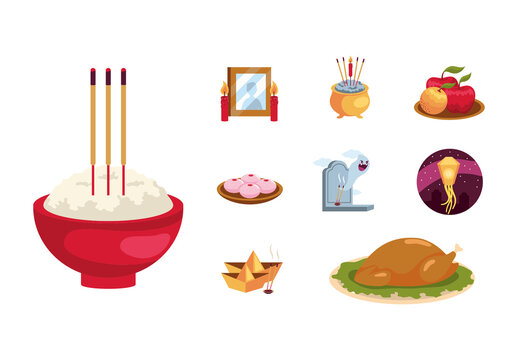 Hungry Ghost Festival Ritual Illustration Set