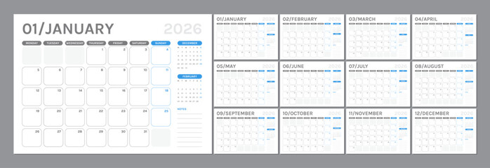Light 2026 Calendar in Elegant Clean Style