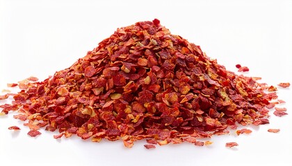Naklejka premium Pile Of Red Pepper Flakes On A White Background