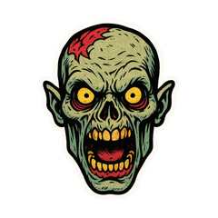 Fototapeta premium PNG Terrifying zombie head illustration
