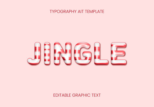 Red And White Candy Cane Christmas Text Effect Glossy Rounded Font