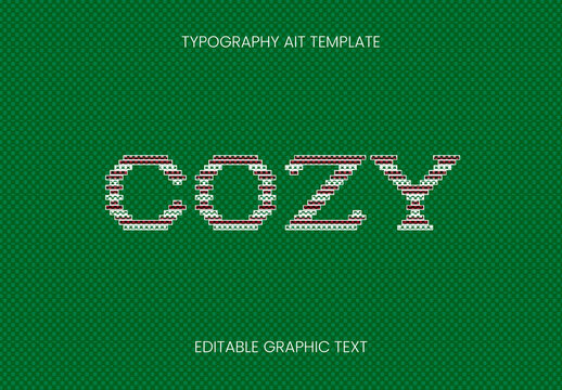 Red And White Knitted Sweater Christmas Text Effect Cozy Pixel Font