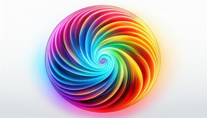 multicolored neon glowing fantasy circular glow round shaped radial motion swirl white background