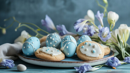 Obraz premium easter eggs and flowers