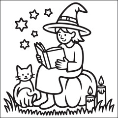 Spooky Helloween bold and easy coloring pages for adults.
