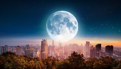 Fototapeta premium full moon over city