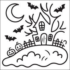 Spooky Helloween bold and easy coloring pages for adults.
