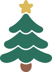 Merry christmas tree icon design vector art flat background