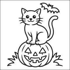 Spooky Helloween bold and easy coloring pages for adults.
