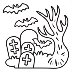 Spooky Helloween bold and easy coloring pages for adults.
