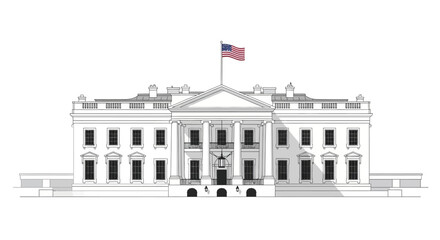 Obraz premium Frontal elevation of the White House, the official residence and workplace of the President of the United States.