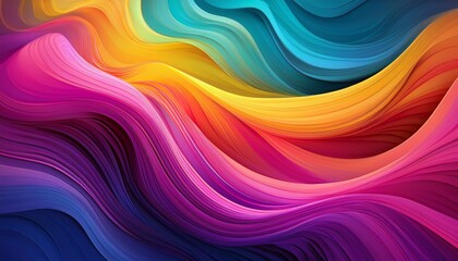 Obraz premium smooth flowing waves of vibrant gradient colors including magenta purple teal orange and yellow