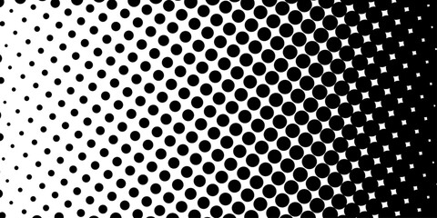 Abstract Black and White Polka Dot Pattern, halftone, dots, graphic, pattern. Vertical gradient black halftone dots background. Pop art template, texture illustration. Black Halftone Dotted Texture.