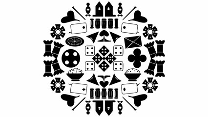 Casino night silhouette featuring dice, cards, sweets and treats for game themed party invitations