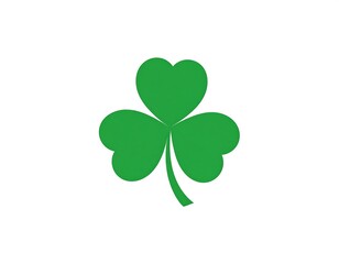 Fototapeta premium Green clover illustration on a white backdrop, simple and clean design