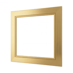 Fototapeta premium Simple modern brushed gold picture frame with beveled edge on transparent background black image