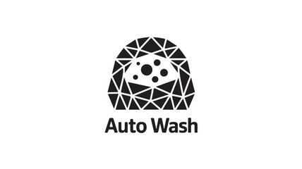 Modern auto wash logo design featuring geometric shapes and water droplets, perfect for branding car cleaning services with a professional and clean aesthetic, ideal for marketing materials