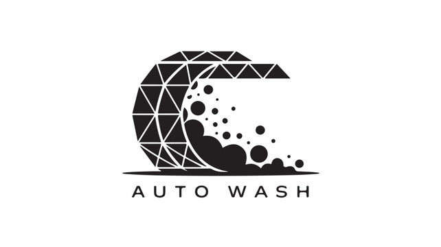 Modern geometric auto wash logo design showcasing sleek lines and bubbly textures, perfect for branding car cleaning services with a contemporary and professional edge, ideal for attracting customers