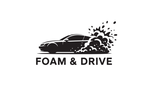 Sleek car drifting dramatically with dynamic smoke effect for automotive design and high-performance branding, ideal for car wash or racing logo with a modern and powerful style
